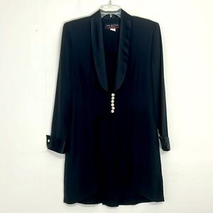 🌞 JR Nite Caliendo Vintage 90s tuxedo long black dressy jacket women M